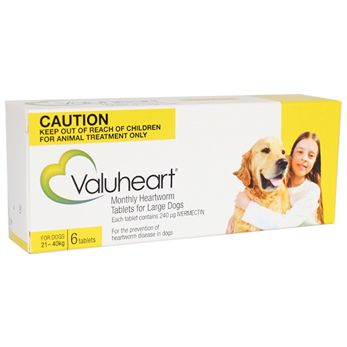 Valuheart Heartworm Tablets For Large Dogs 21 To 40Kg (Gold)