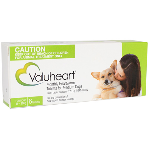 Valuheart Heartworm Tablets For Medium Dogs 11 To 20Kg (Green)