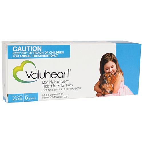 Valuheart Heartworm Tablets For Small Dogs Up To 10Kg (Blue)